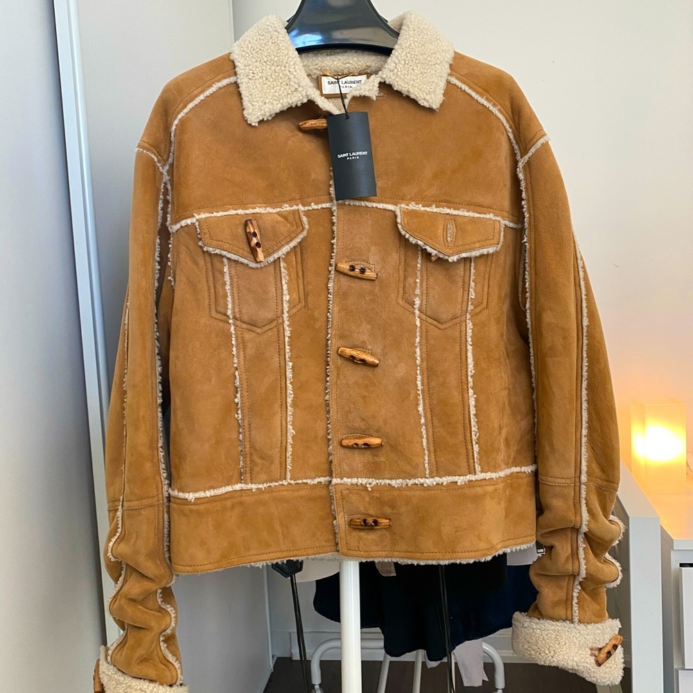 NWT Saint Laurent Shearling Suede Jacket